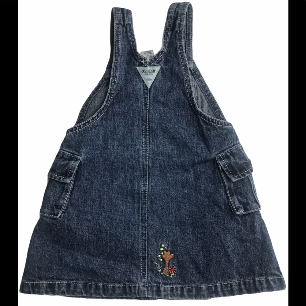 OSHKOSH Jean Embroidered Overall Dress Play 18M